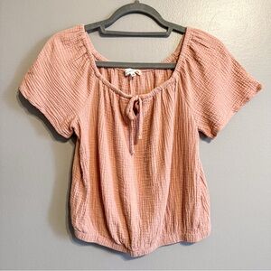 C&C California Peach Gauze Peasant Top Size Small